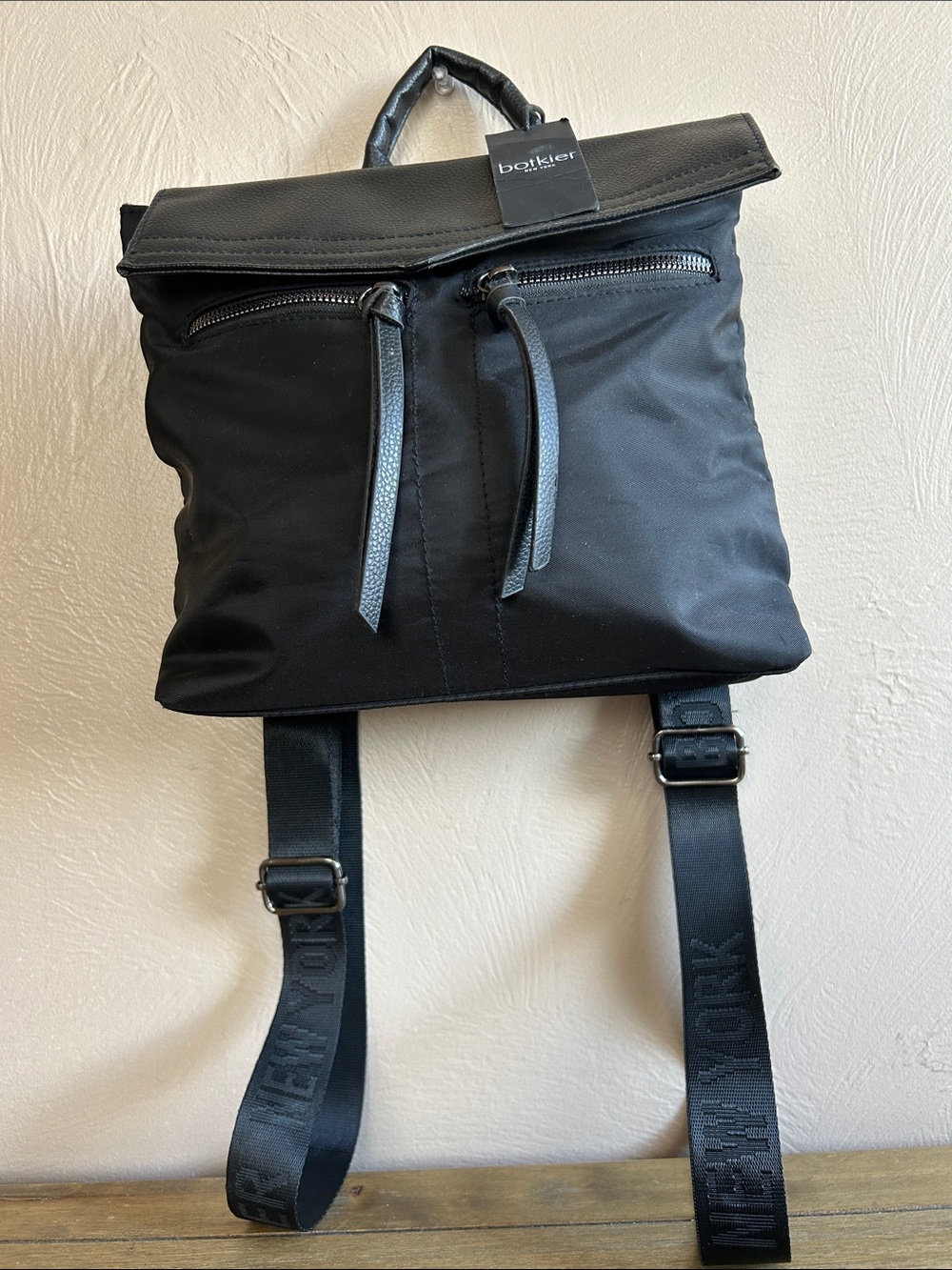 Botkier New York Trigger Blk. Nylon Roll-Top Travel Mini Backpack FabFitFun Item